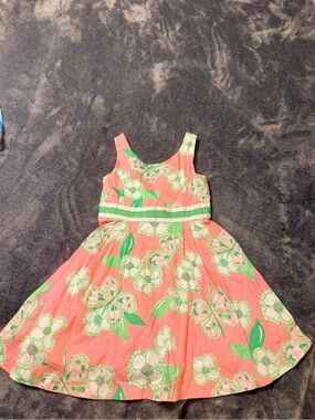 Lilly Pulitzer Coral and Green Floral Sundress for Girls